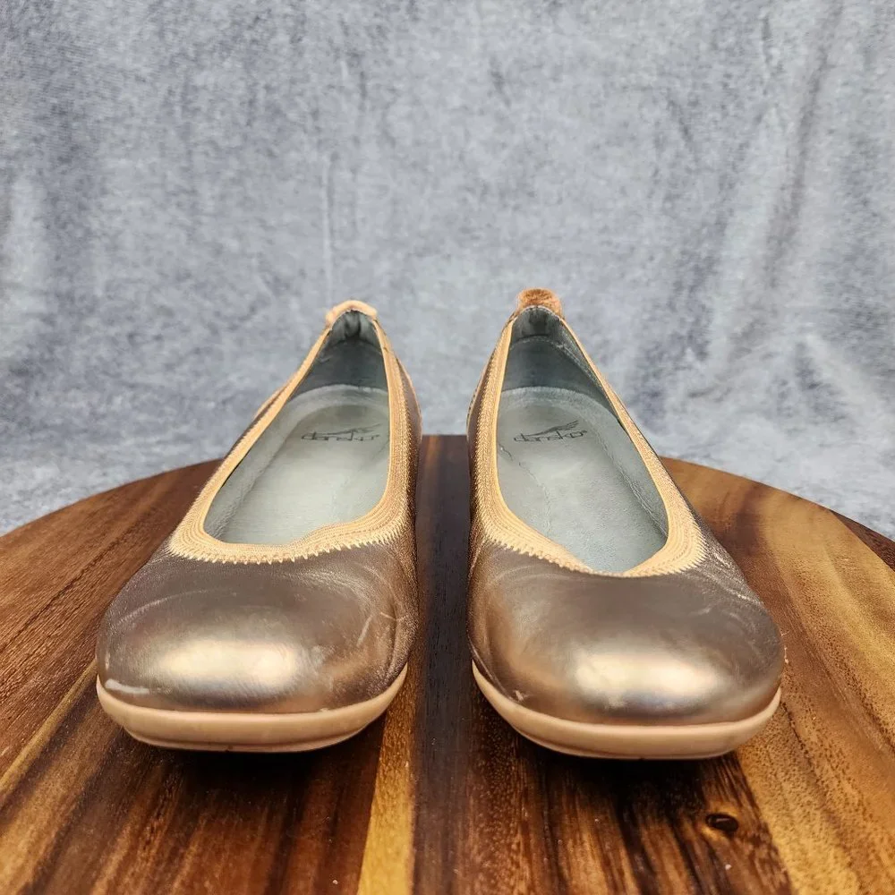 Dansko Ballet Flats Women 6.5 37 Rose Gold Leather Kristen Slip On Comfort Shoes
